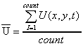u'(x,y) = (sum (U(x,y,t))) / count